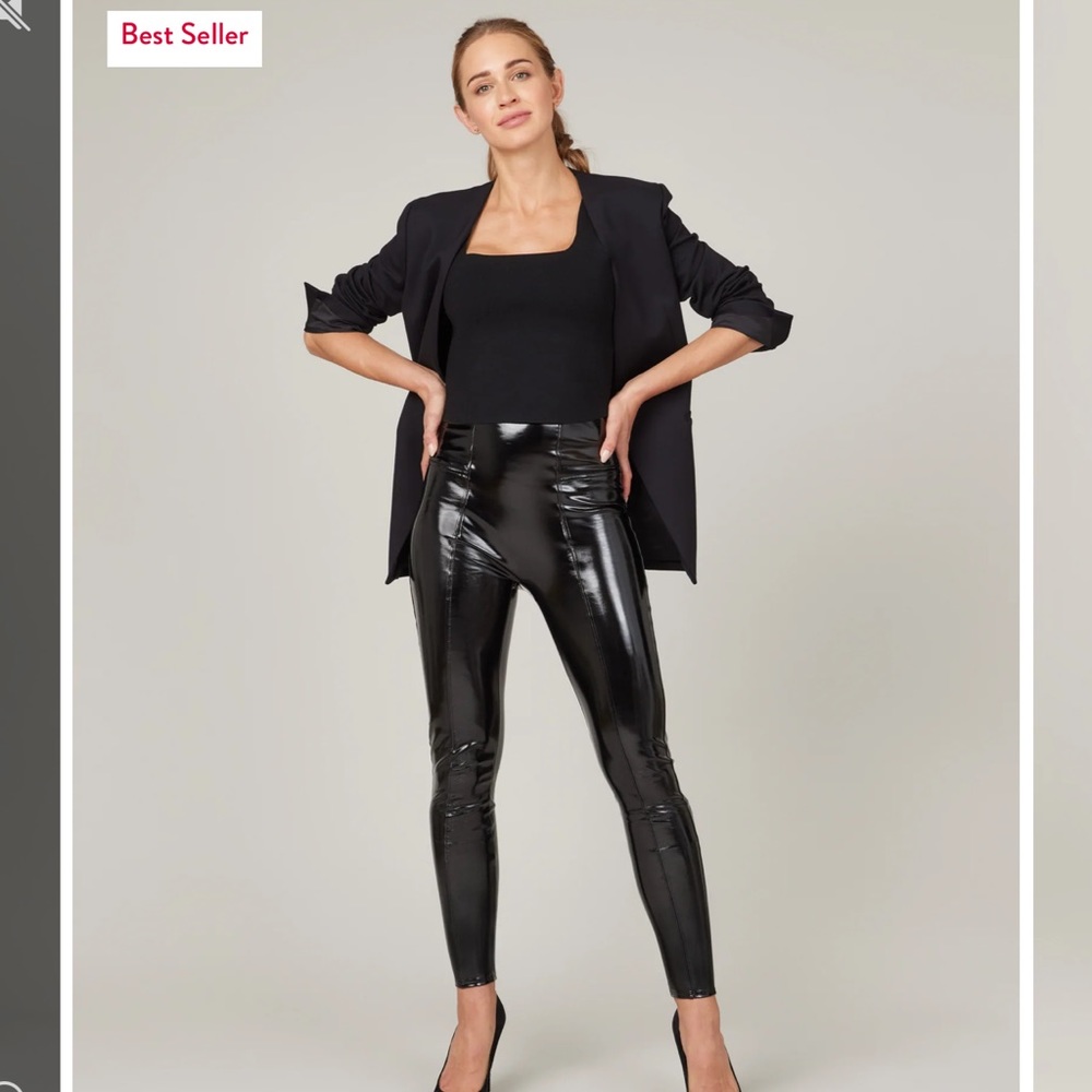 SPANX Faux Patent Leather Leggings Tall Medium